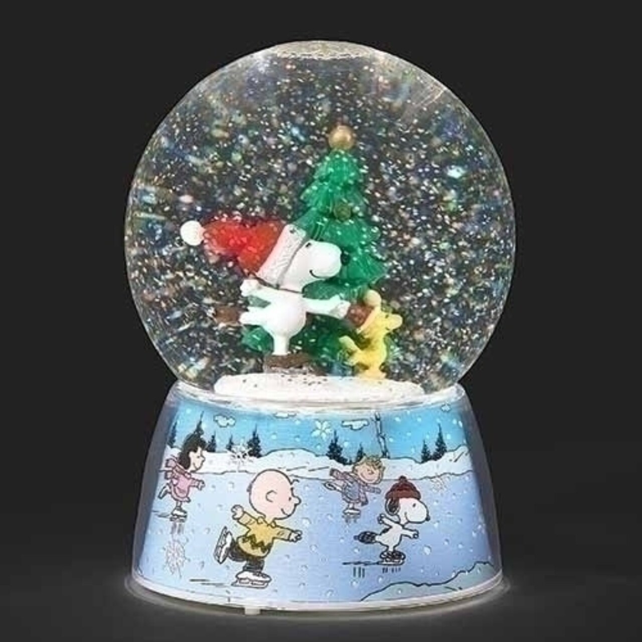 Roman 20.25" LED Lighted Snoopy Christmas Musical Snow Globe